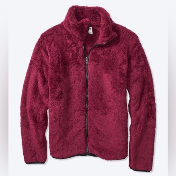 PINK Victoria's Secret Jackets & Blazers - Victoria's Secret PINK burgundy full zip sherpa size XS